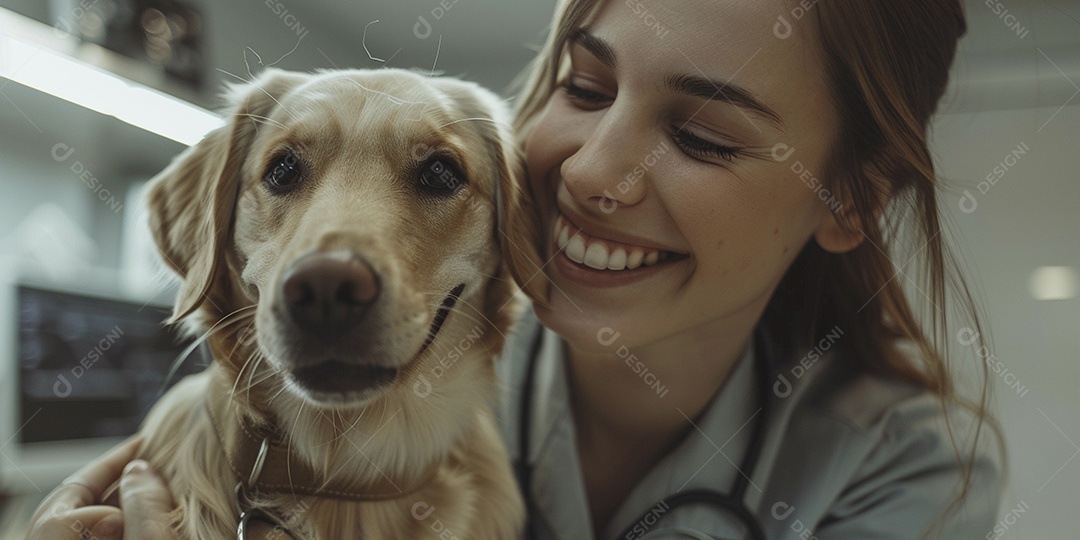 Uma linda veterinária examinando um animal fofo, veterinário