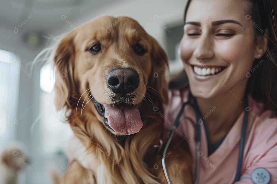 Uma linda veterinária examinando um animal fofo, veterinário