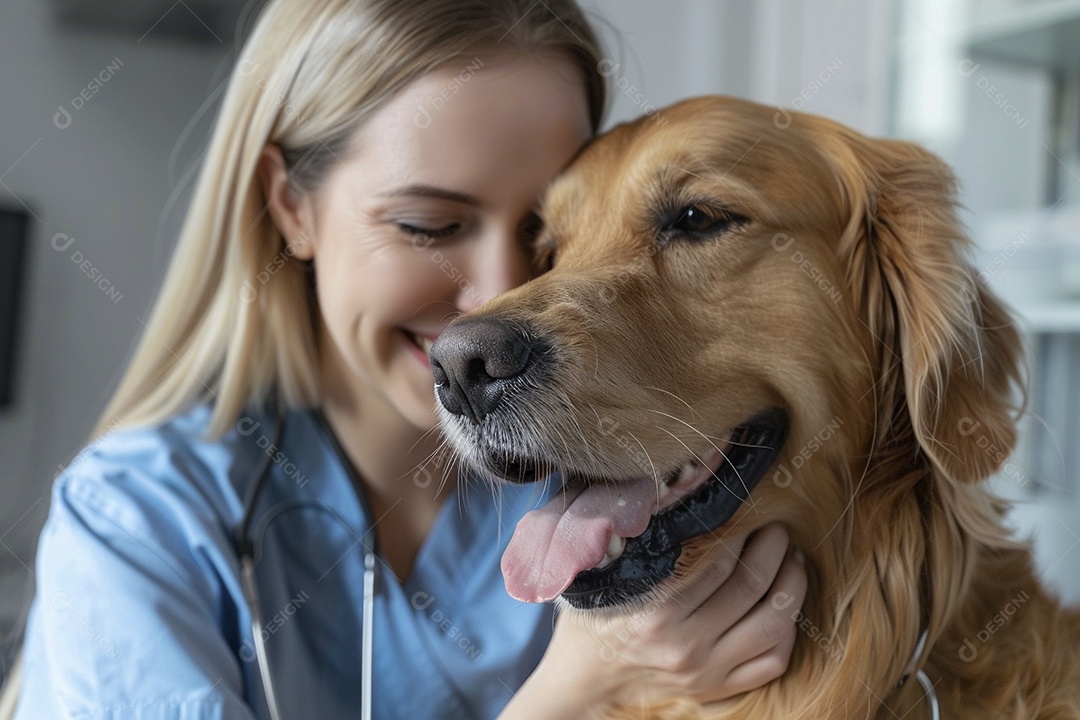 Uma linda veterinária examinando um animal fofo, veterinário