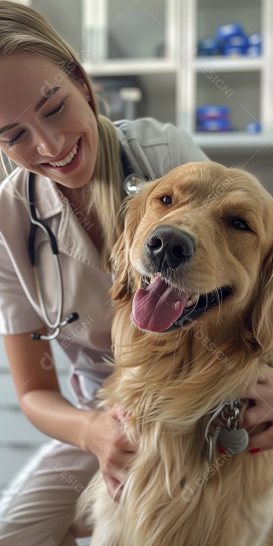 Uma linda veterinária examinando um animal fofo, veterinário