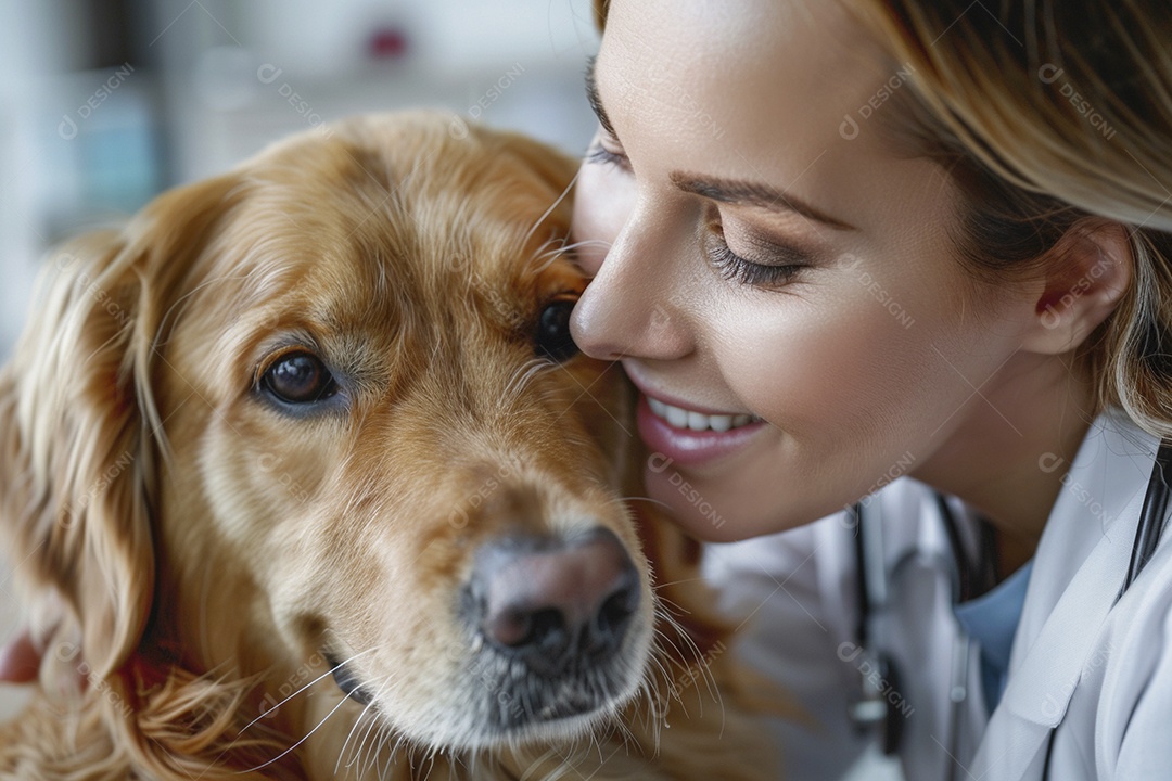 Uma linda veterinária examinando um animal fofo, veterinário