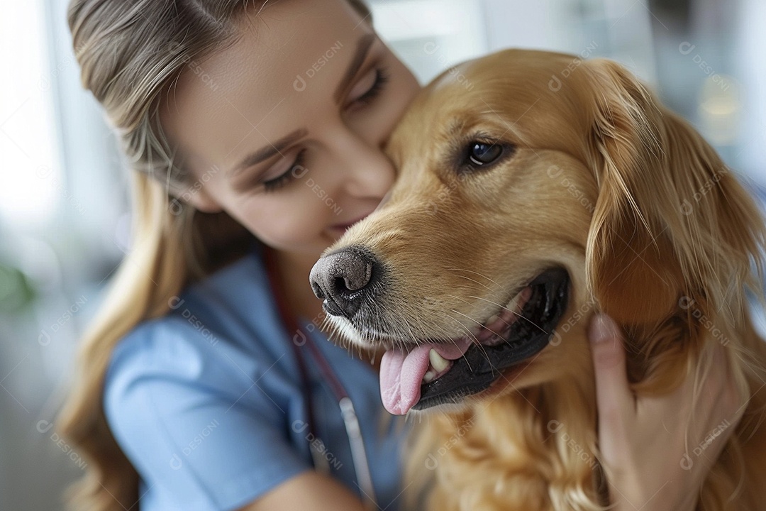 Uma linda veterinária examinando um animal fofo, veterinário