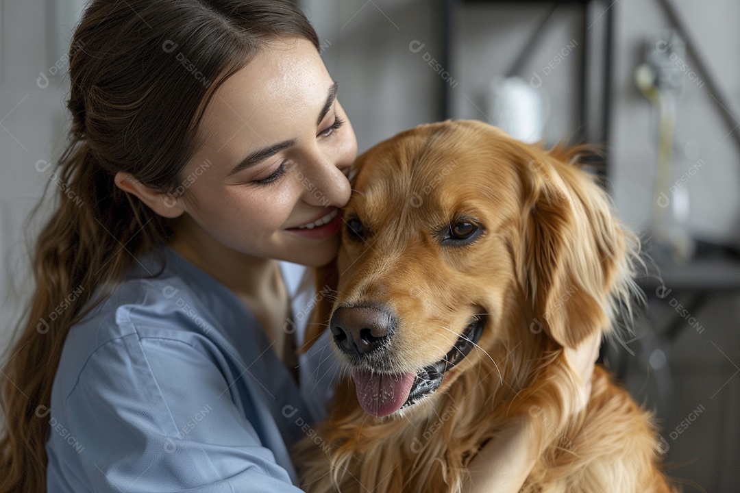 Uma linda veterinária examinando um animal fofo, veterinário