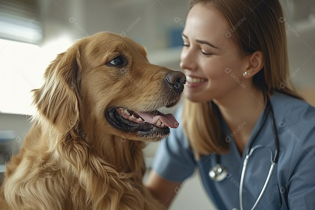 Uma linda veterinária examinando um animal fofo, veterinário