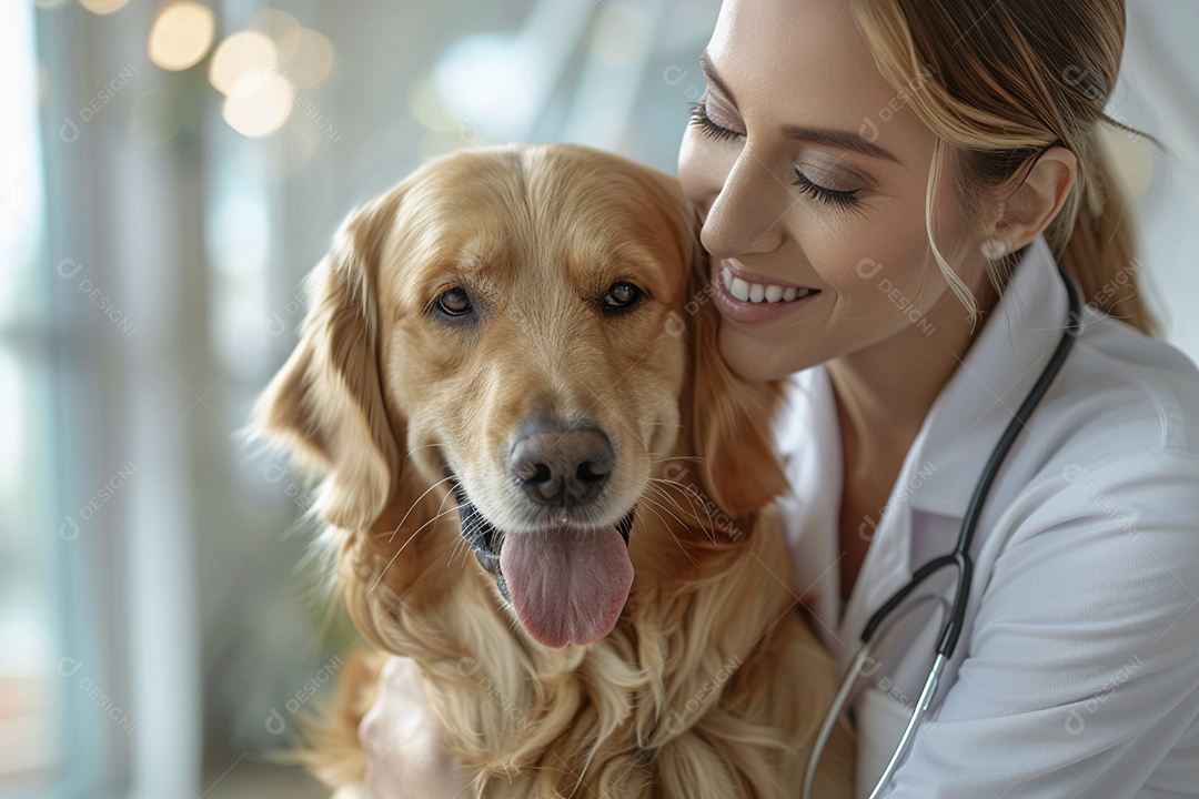 Uma linda veterinária examinando um animal fofo, veterinário