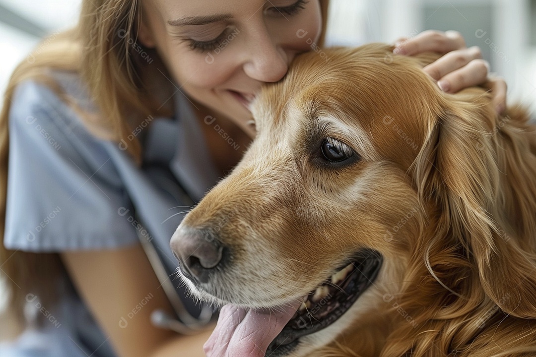Uma linda veterinária examinando um animal fofo, veterinário
