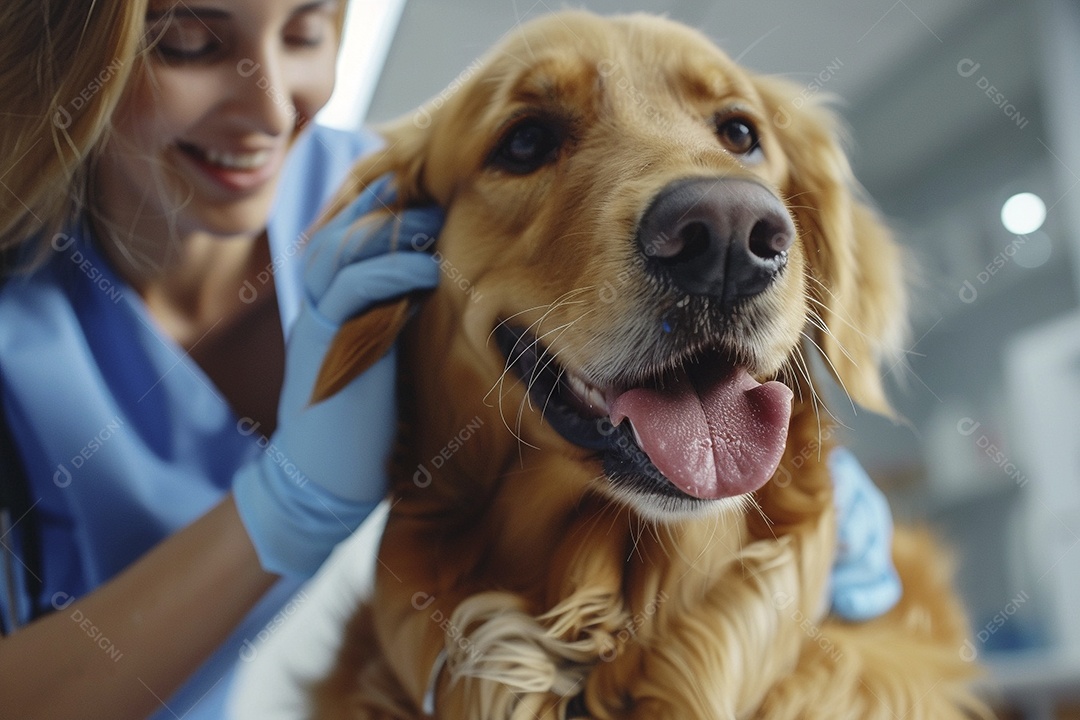 Uma linda veterinária examinando um animal fofo, veterinário