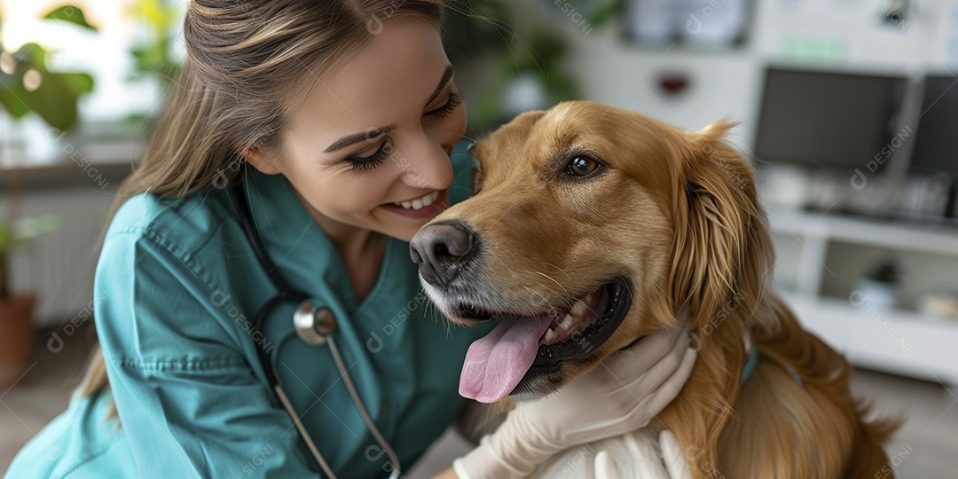 Uma linda veterinária examinando um animal fofo, veterinário