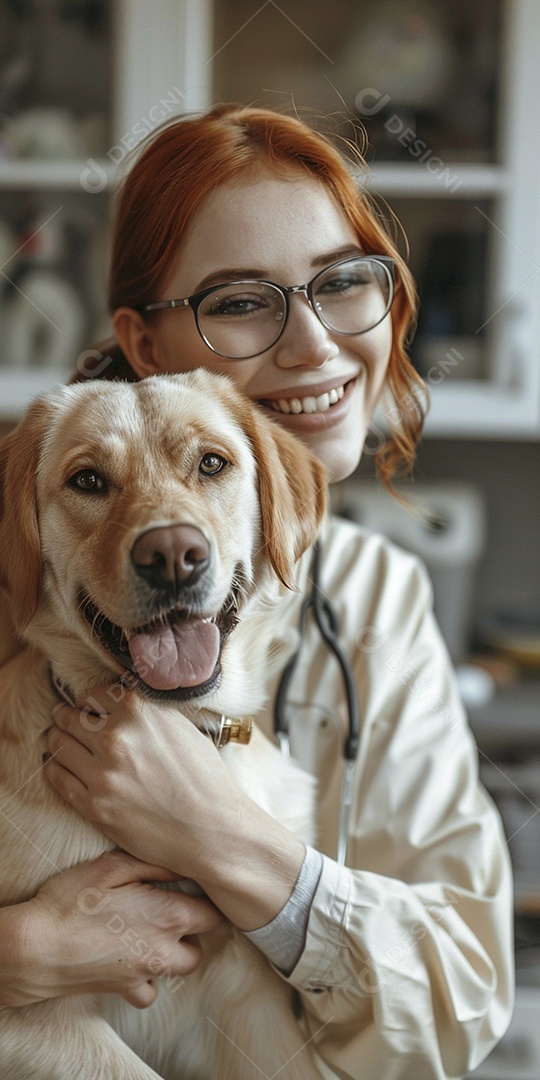 Uma linda veterinária examinando um animal fofo, veterinário