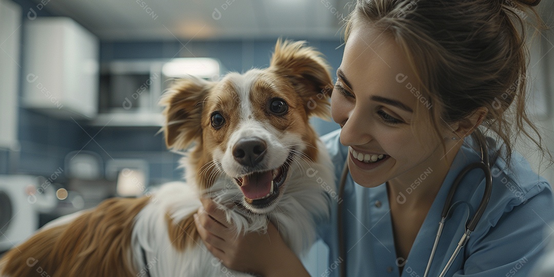 Uma linda veterinária examinando um animal fofo, veterinário