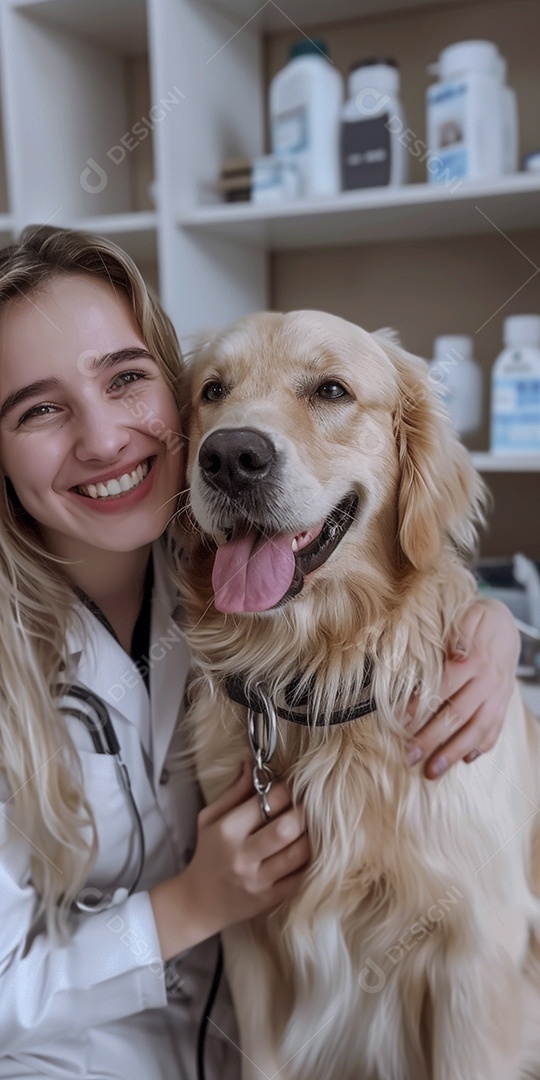 Uma linda veterinária examinando um animal fofo, veterinário