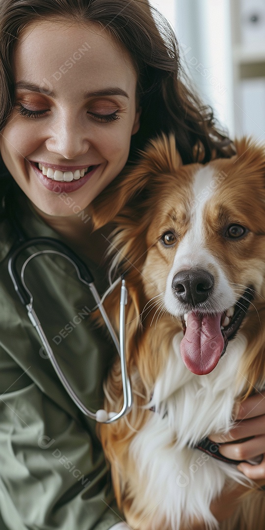 Uma linda veterinária examinando um animal fofo, veterinário