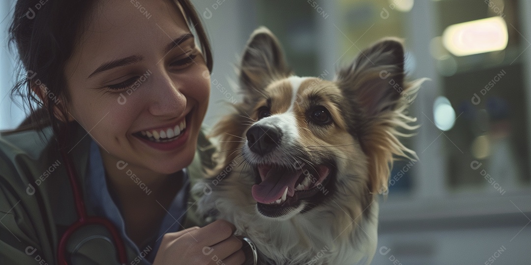 Uma linda veterinária examinando um animal fofo, veterinário