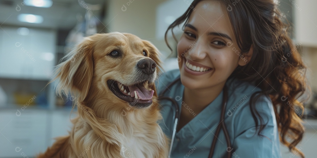 Uma linda veterinária examinando um animal fofo, veterinário
