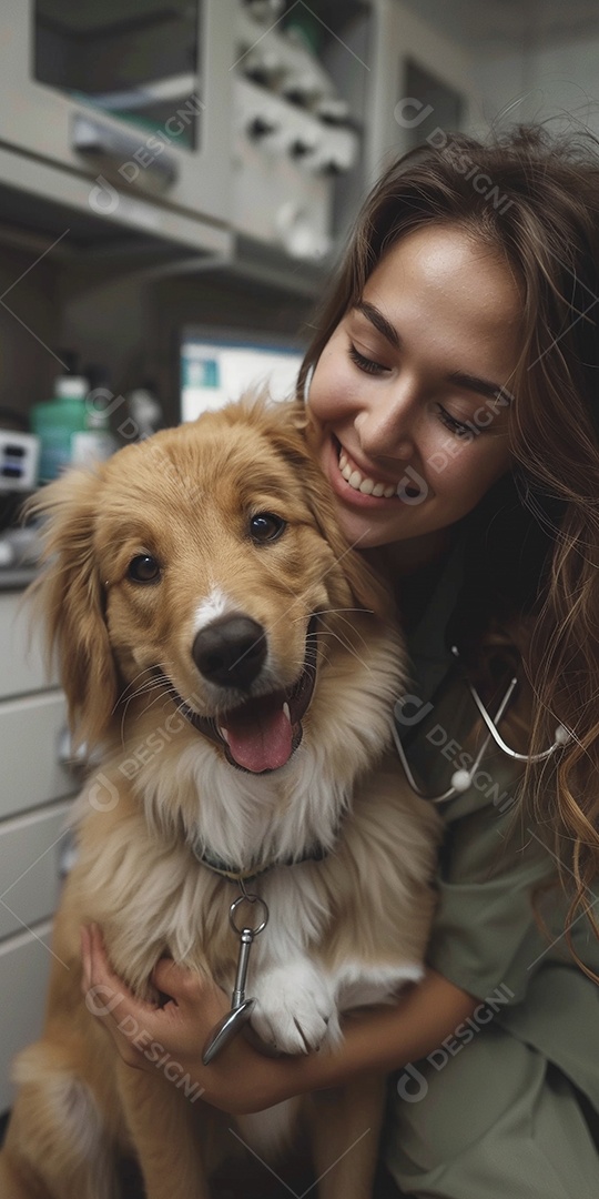 Uma linda veterinária examinando um animal fofo, veterinário