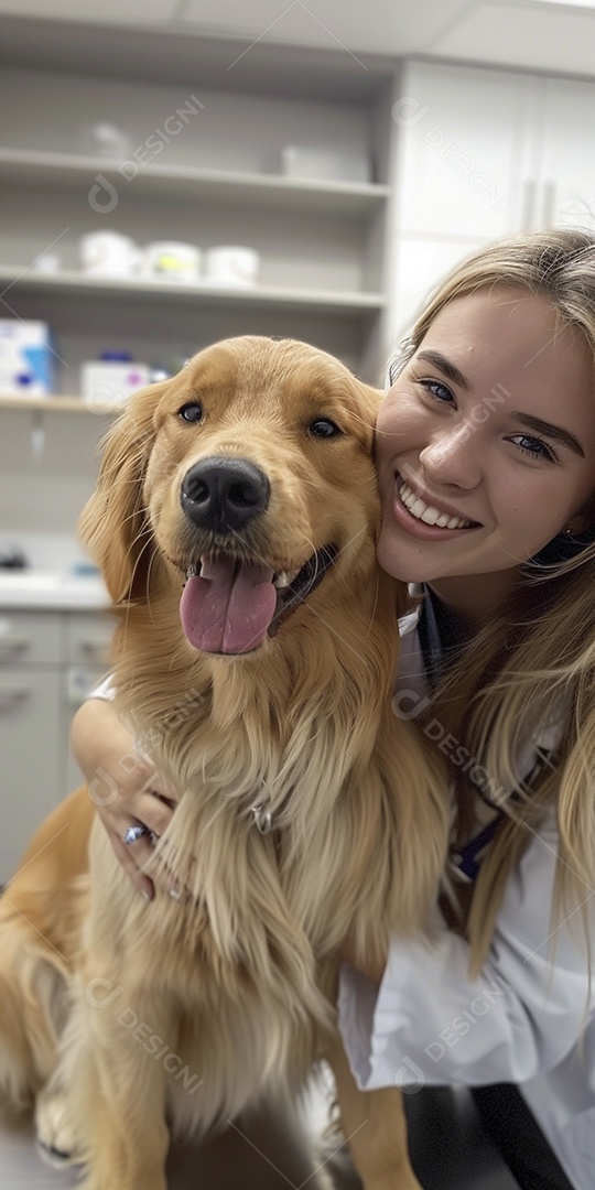 Uma linda veterinária examinando um animal fofo, veterinário