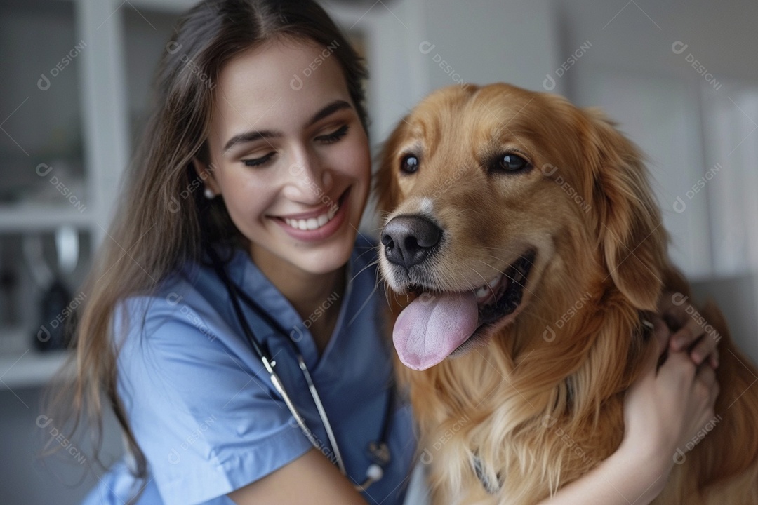 Uma linda veterinária examinando um animal fofo, veterinário