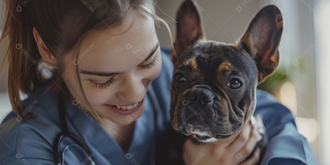 Uma linda veterinária examinando um animal fofo, veterinário