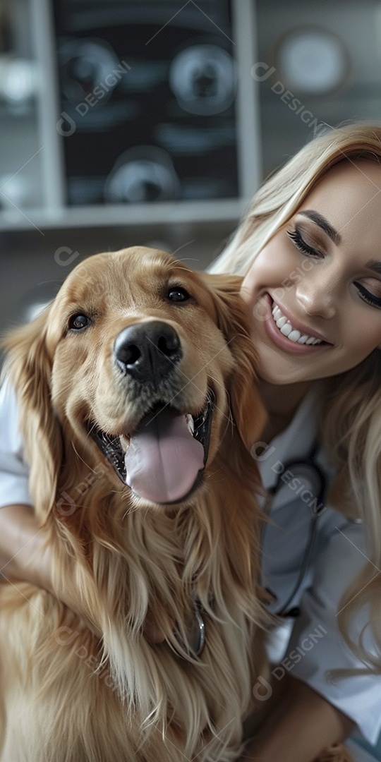 Uma linda veterinária examinando um animal fofo, veterinário