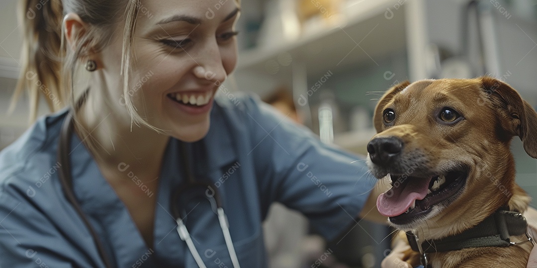 Uma linda veterinária examinando um animal fofo, veterinário
