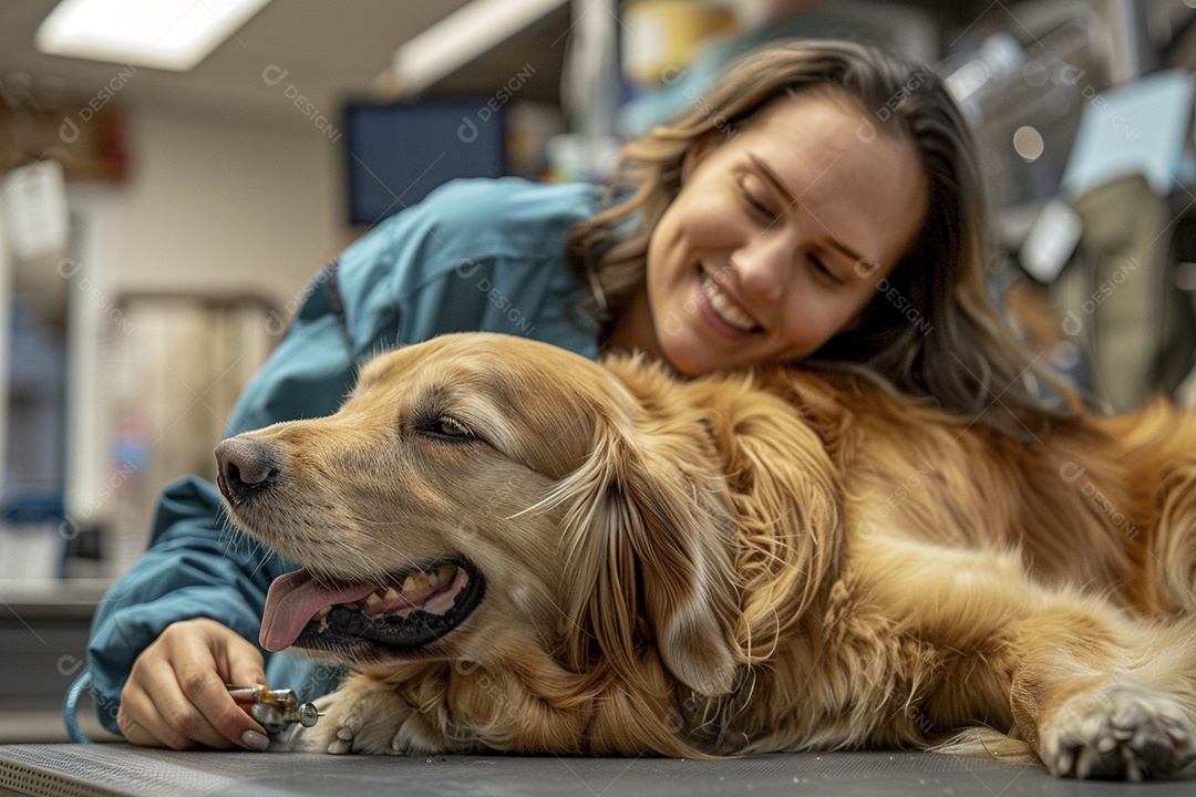 Uma linda veterinária examinando um animal fofo, veterinário