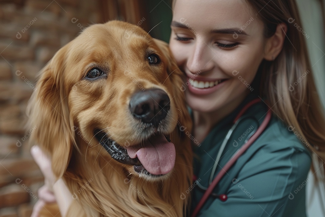 Uma linda veterinária examinando um animal fofo, veterinário