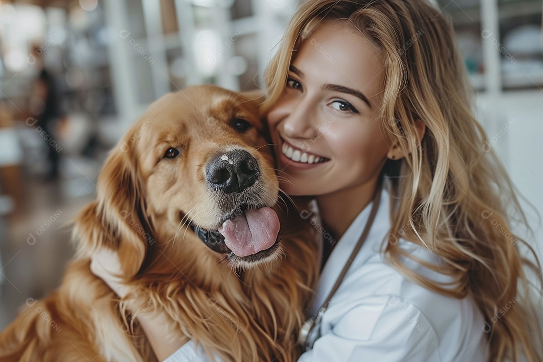 Uma linda veterinária examinando um animal fofo, veterinário