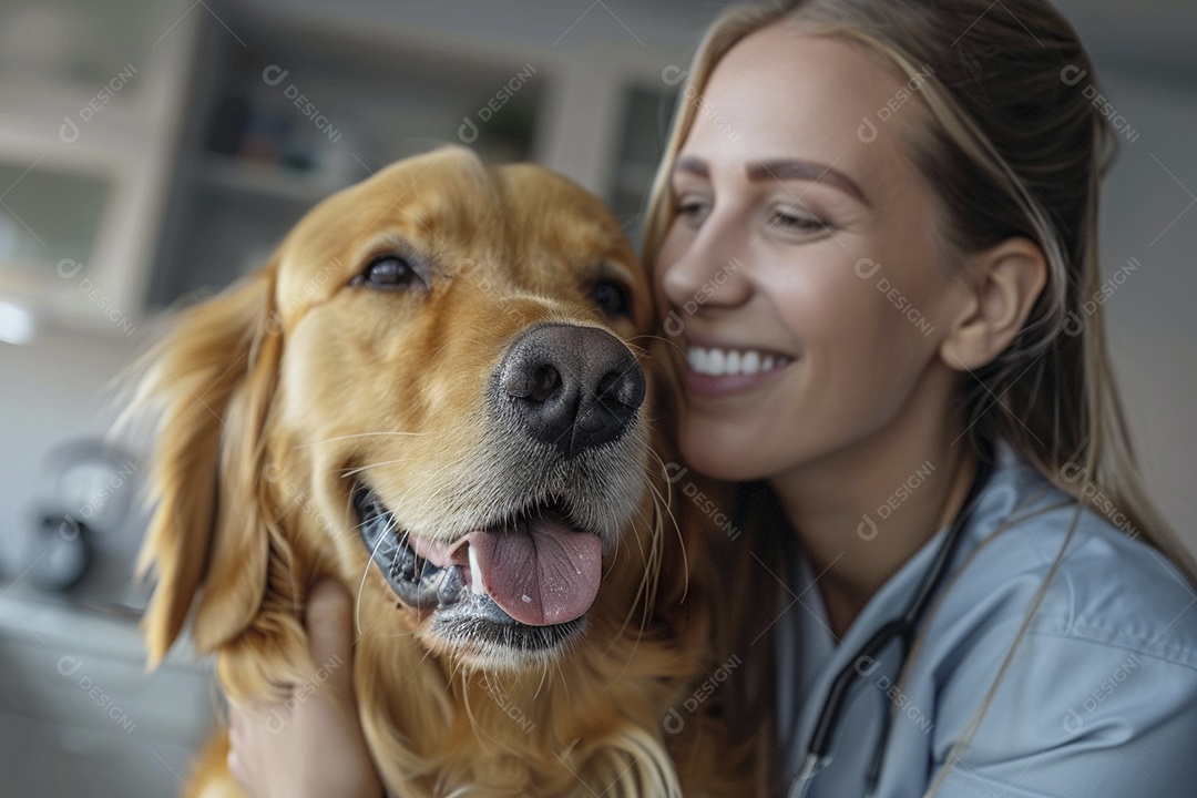 Uma linda veterinária examinando um animal fofo, veterinário