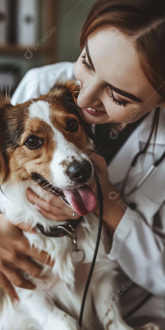 Uma linda veterinária examinando um animal fofo, veterinário