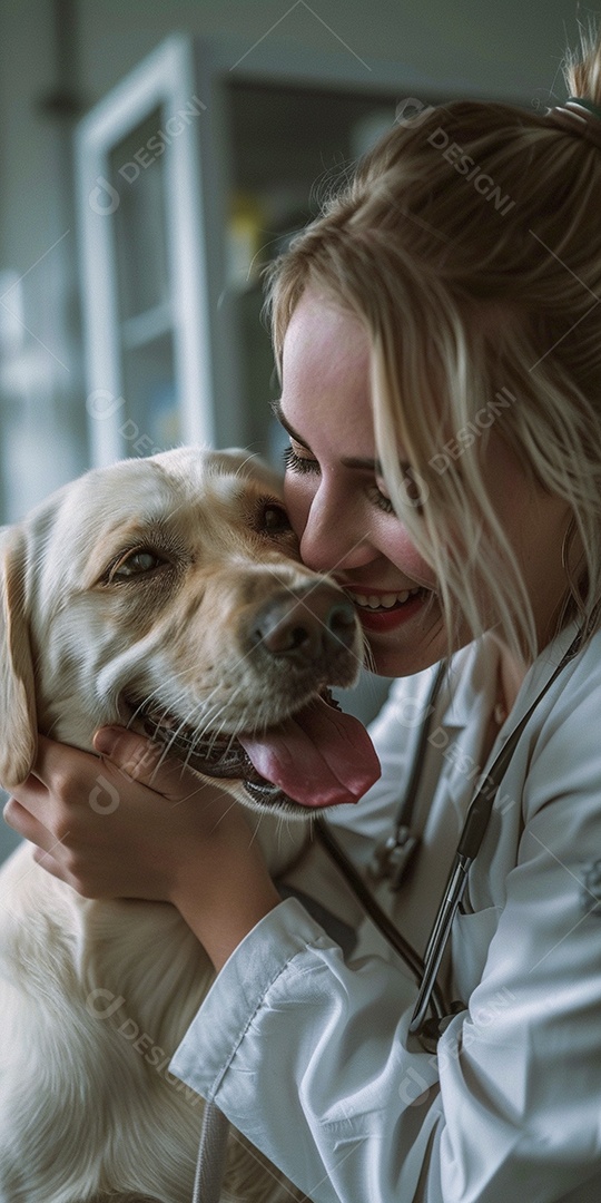 Uma linda veterinária examinando um animal fofo, veterinário