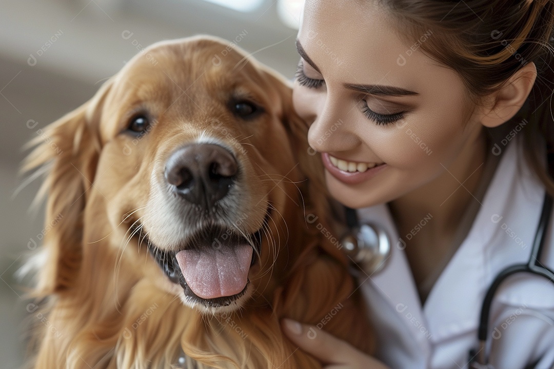 Uma linda veterinária examinando um animal fofo, veterinário