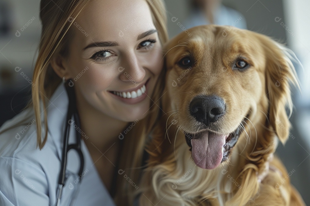 Uma linda veterinária examinando um animal fofo, veterinário
