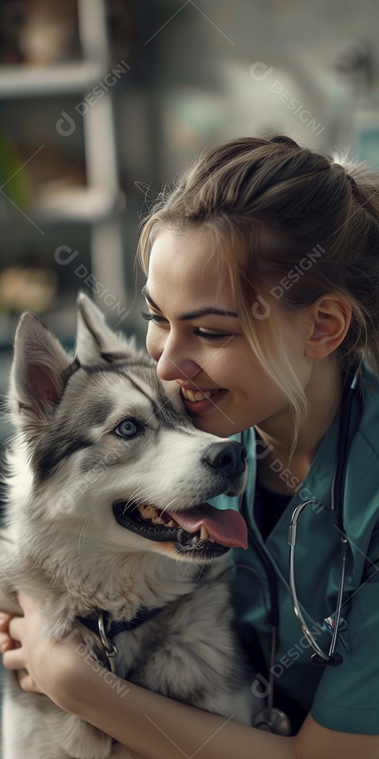 Uma linda veterinária examinando um animal fofo, veterinário