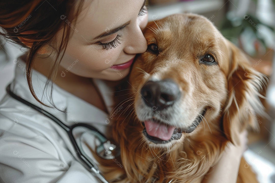 Uma linda veterinária examinando um animal fofo, veterinário