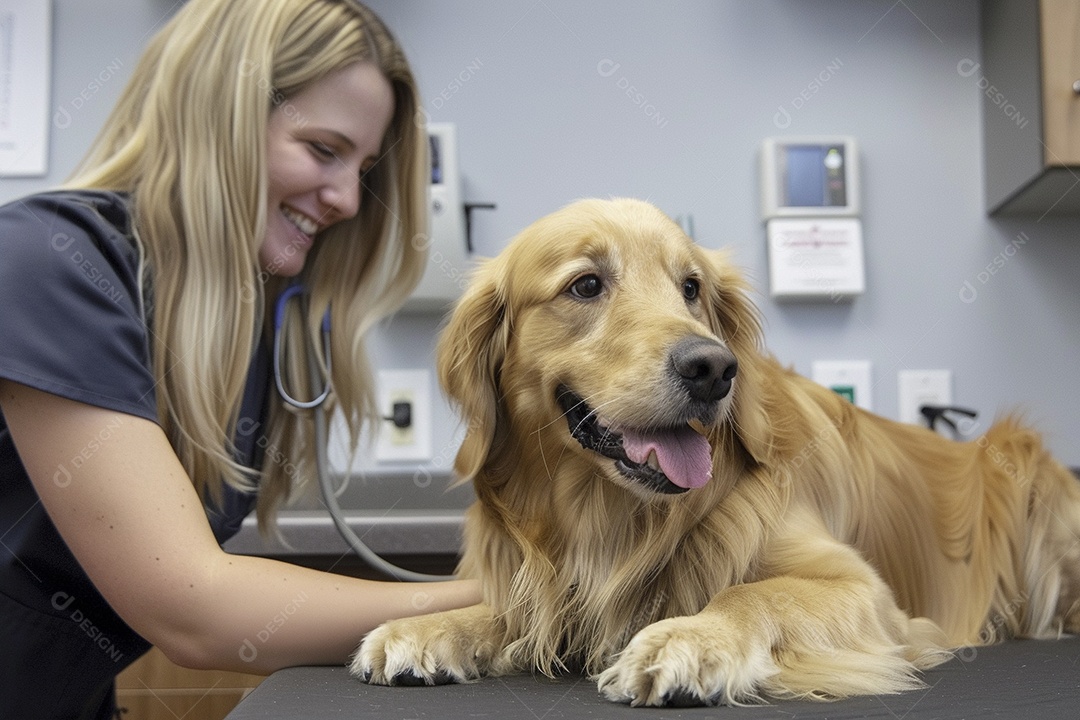 Uma linda veterinária examinando um animal fofo, veterinário