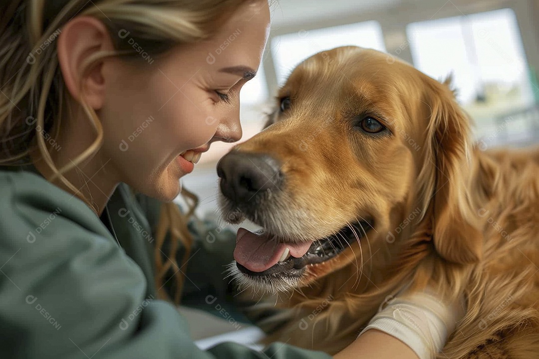 Uma linda veterinária examinando um animal fofo, veterinário