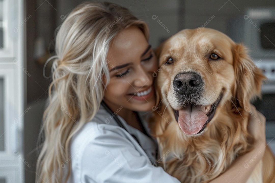 Uma linda veterinária examinando um animal fofo, veterinário