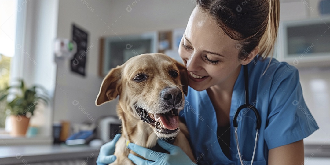 Uma linda veterinária examinando um animal fofo, veterinário