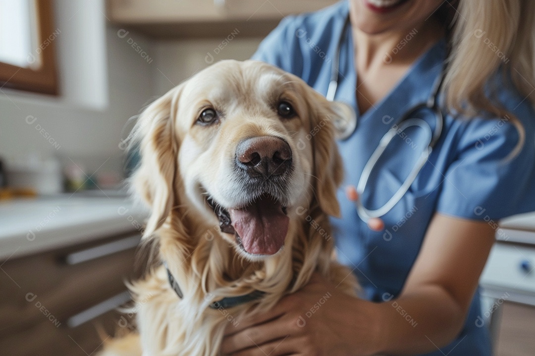 Uma linda veterinária examinando um animal fofo, veterinário