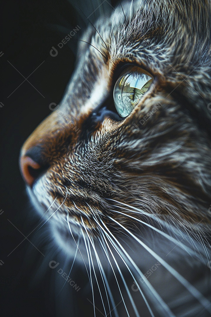 Impressionante fotografia de retrato de um gato, felino, animal de estimação