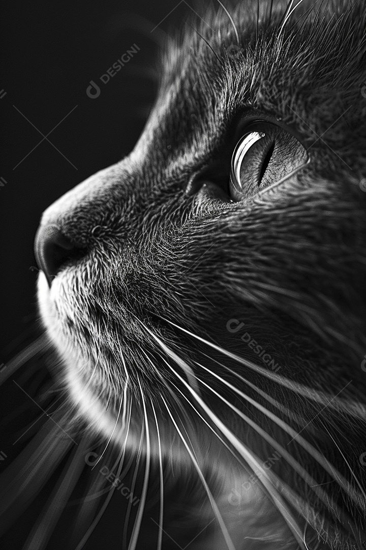 Impressionante fotografia de retrato de um gato, felino, animal de estimação