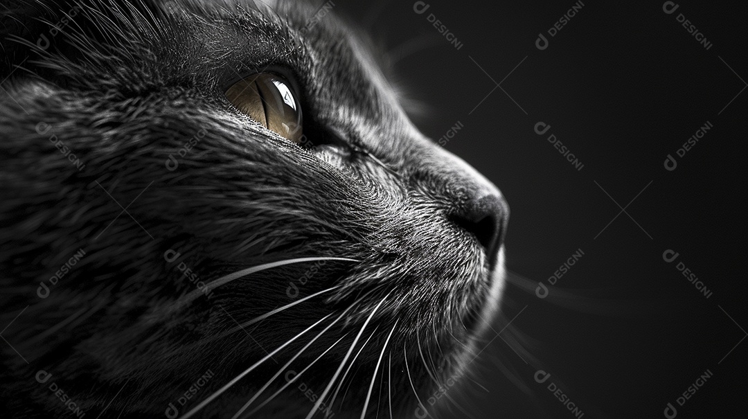 Impressionante fotografia de retrato de um gato, felino, animal de estimação