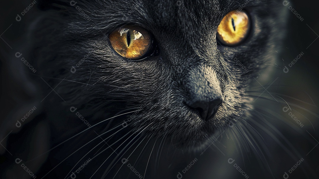 Impressionante fotografia de retrato de um gato, felino, animal de estimação