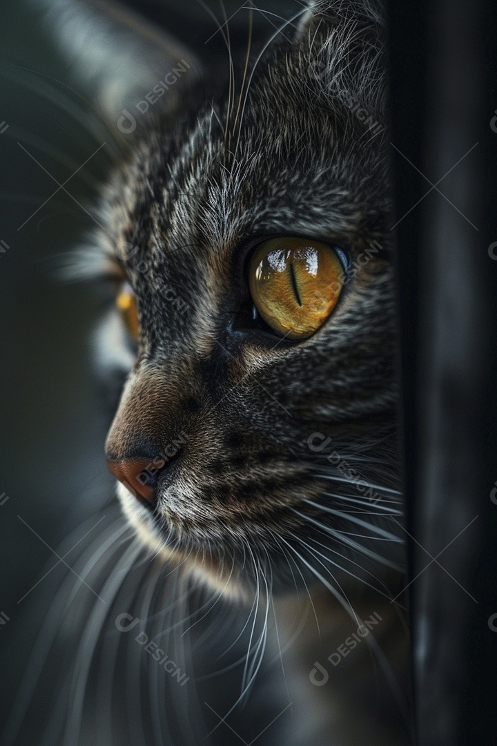 Impressionante fotografia de retrato de um gato, felino, animal de estimação