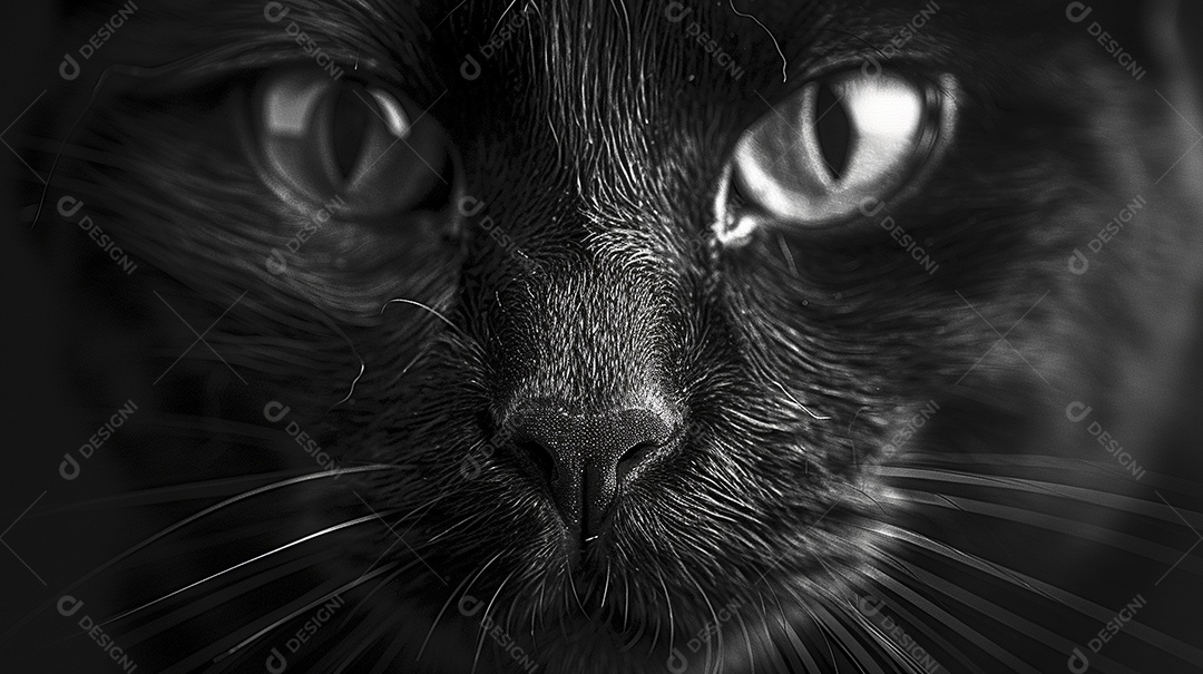 Impressionante fotografia de retrato de um gato, felino, animal de estimação