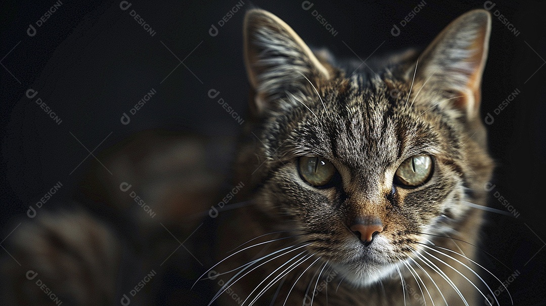 Impressionante fotografia de retrato de um gato, felino, animal de estimação