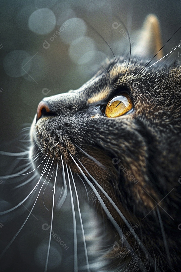 Impressionante fotografia de retrato de um gato, felino, animal de estimação