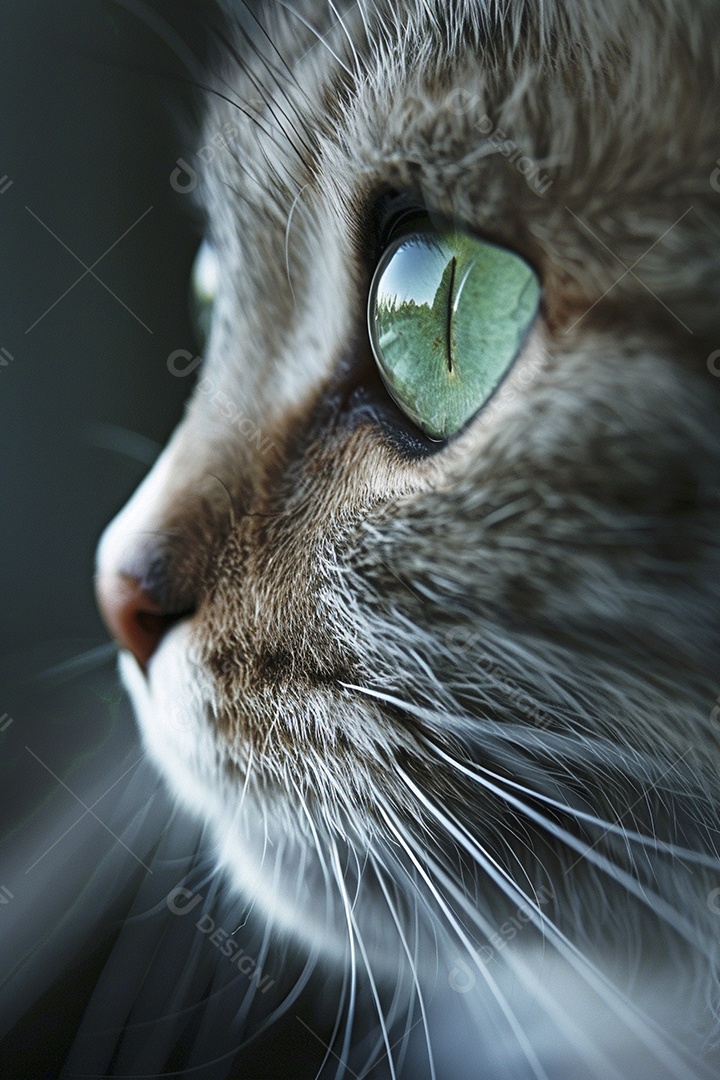 Impressionante fotografia de retrato de um gato, felino, animal de estimação