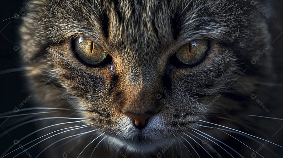 Impressionante fotografia de retrato de um gato, felino, animal de estimação