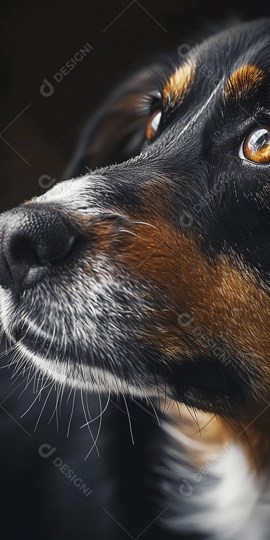 Impressionante fotografia de retrato de um cachorro, canino, animal de estimação